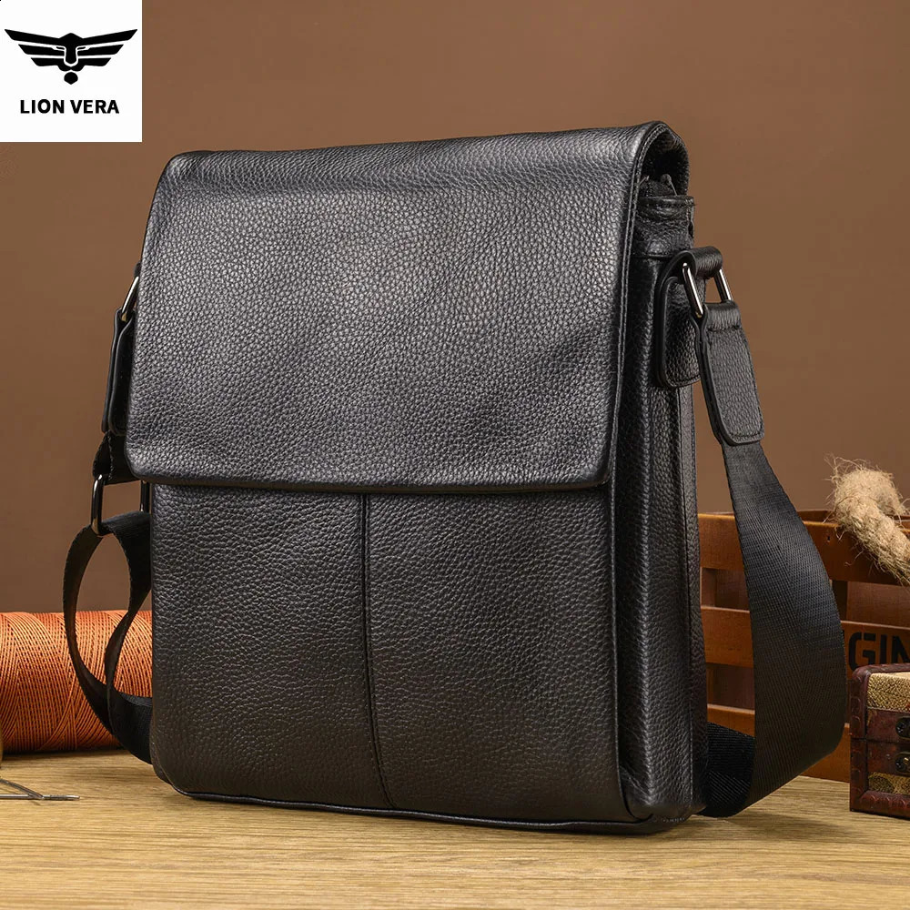 LION VERA Men's Shoulder Bag Retro Genuine Leather Crossbody Multifunctional Portable Business Commuting Travel Storage 260917
