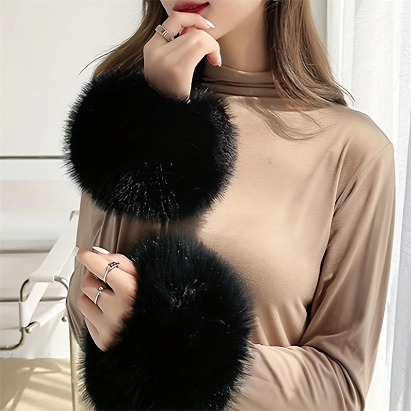 Elegant and soft artificial fur cuffs elastic wrist warmers for autumn and winter cold protection decorative wrist cuffs260915ww