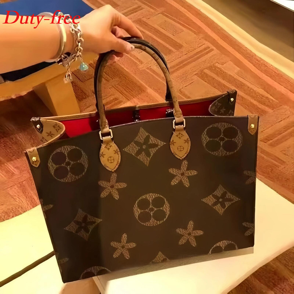 Luxury Designer Monograms On the go Womens Bags Embossed Black Flower Large Capacity GM MM Leather The Tote Bag Fashion Women Shoulder Bag Handbags