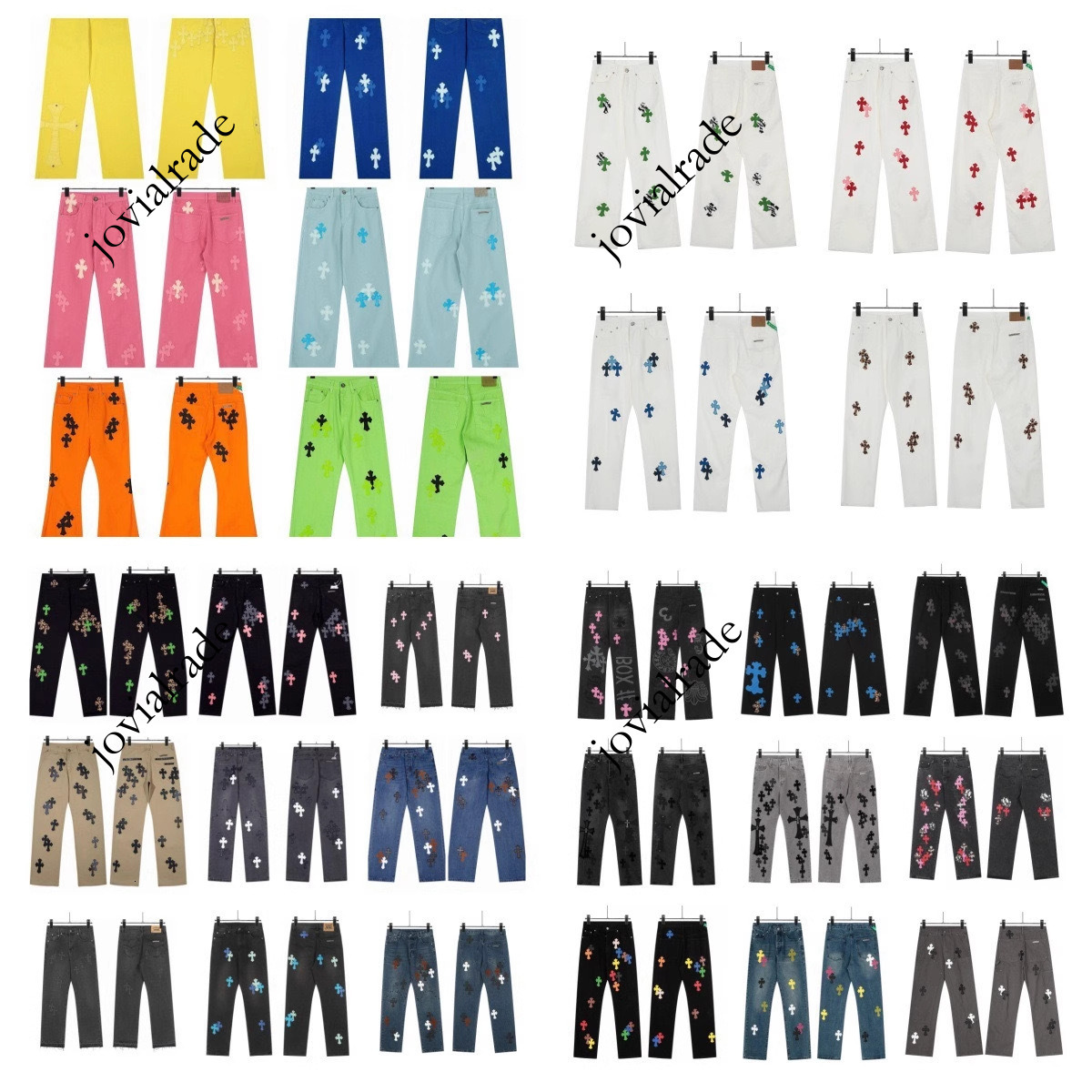 Designer Men's Jeans Mens Y2k Fashion Designer Casual Jeans Cross Leather Label Washed Jeans Couple Street Loose Spring Autumn Straight Trouser