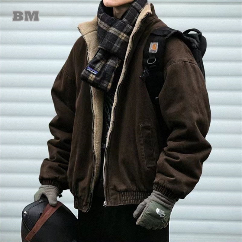 Japanese Vintage Polar Fleece Jacket Men Winter High Quality Thick Jacket Korean Streetwear Loose Couple Trendy Warm Coat Male 260916ww