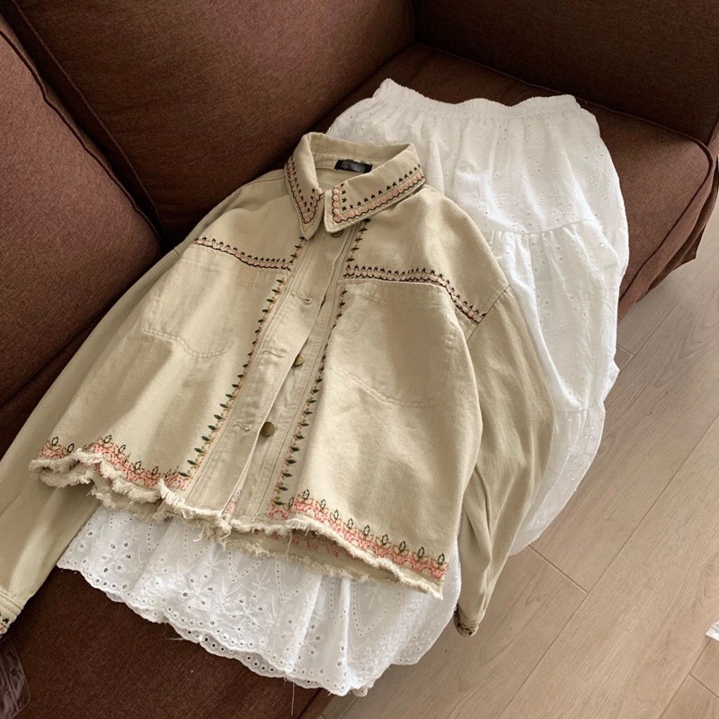 Japanese-style vintage, heavily embroidered short shirt jacket for women, high-street sweet and cool style 01