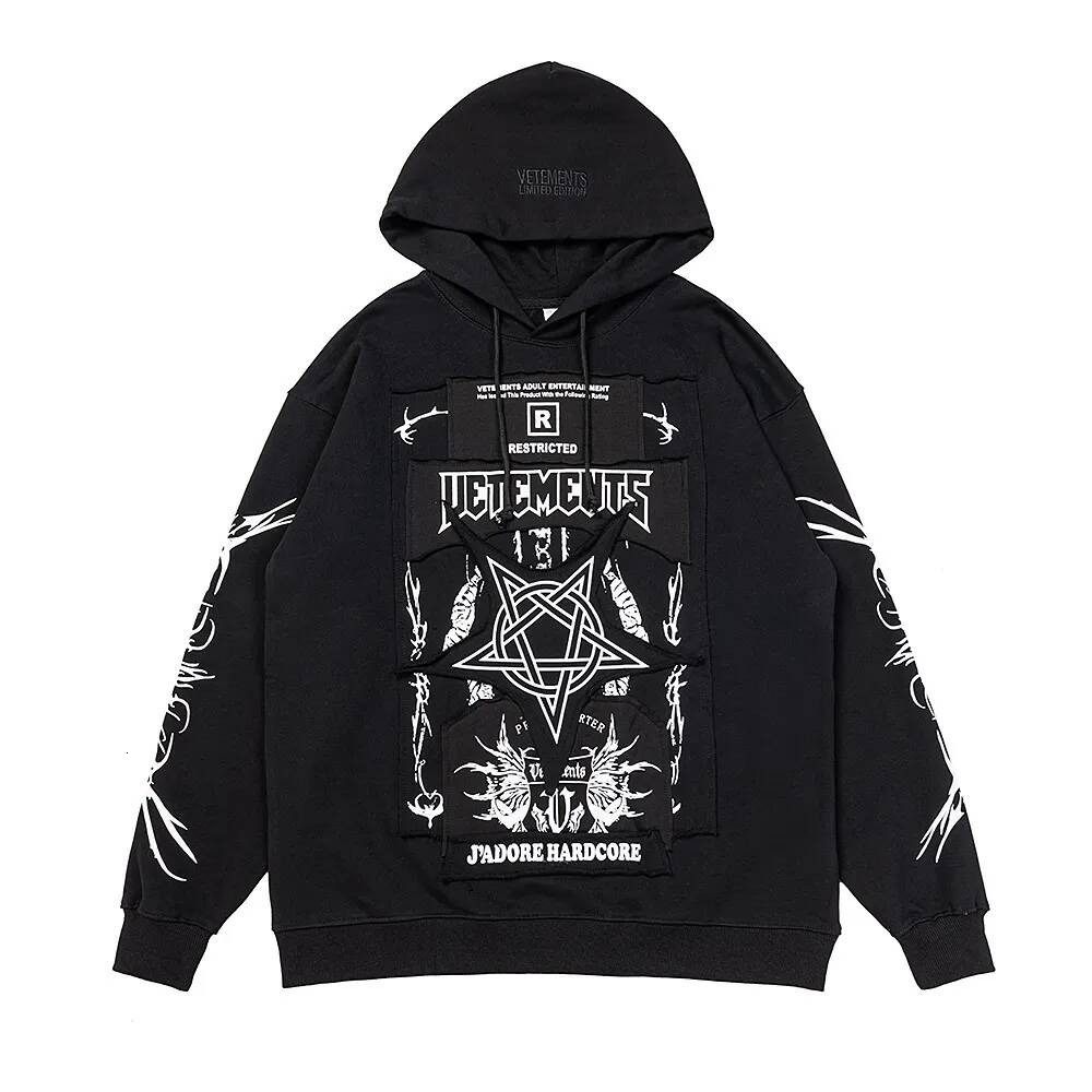 Vetments Hoodie Designer Mens Hoodie Style New Cute High Street Sanskrit Embroidery Style Fashion Casual Unisex Casual Graphic Hoodie Print Vetement