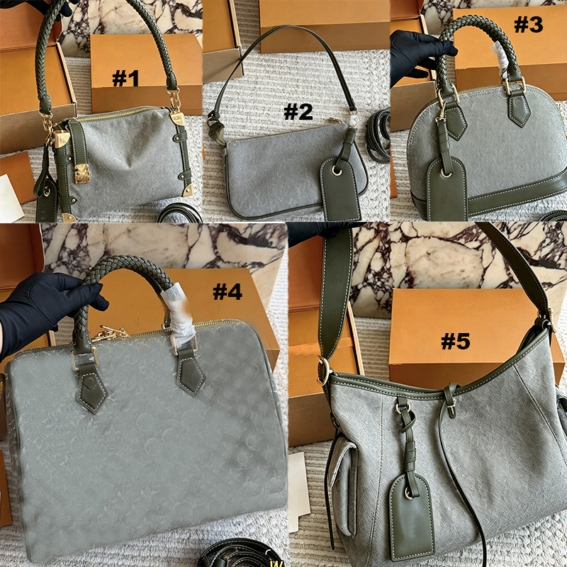 Nouveau vert imprimé 30cm Denim designer sacs à bandoulière croisés tressés poignée tissée sacs à main Boston de haute qualité double fermeture à