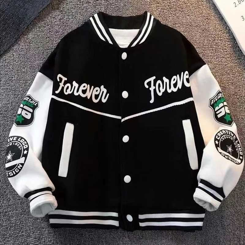 Jacket Children Bomber Boys Spring Autumn Letter Print Outerwear Kids Streetwear Varsity Baseball Uniform New Coats 3-14 YearsT260916
