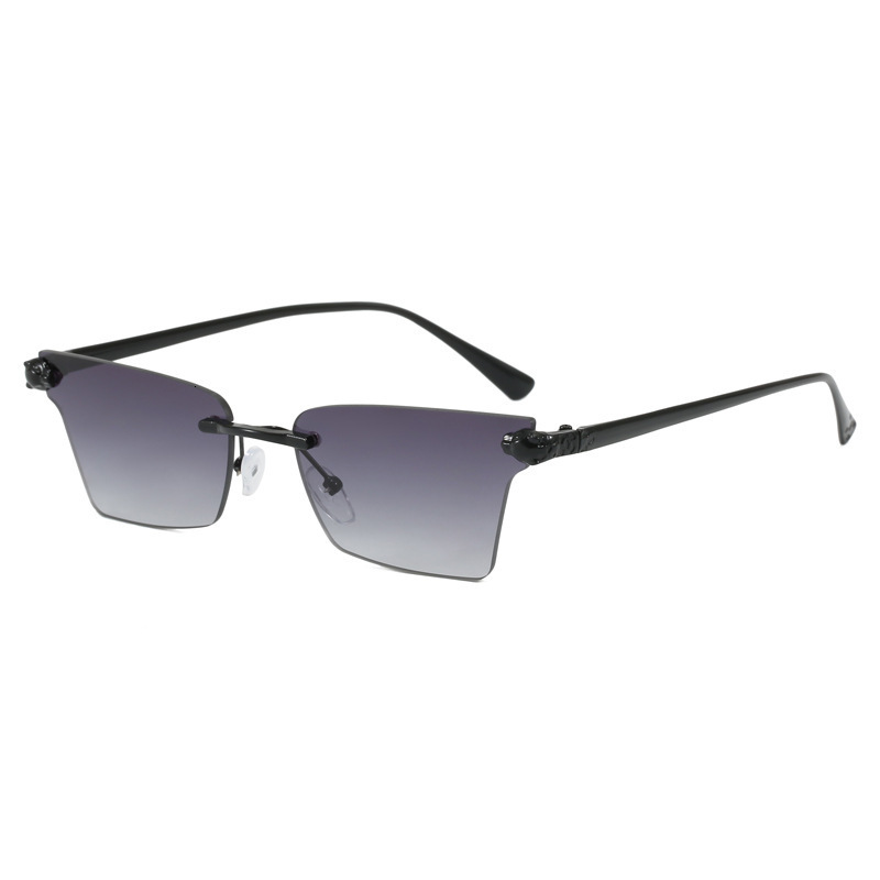 Luxury Brand Designer Sunglasses Trendy Frameless Sunglasses With A Polygonal Design, Gradient Gray Lenses, Alloy Temples, And Uv400 Protection, Sui