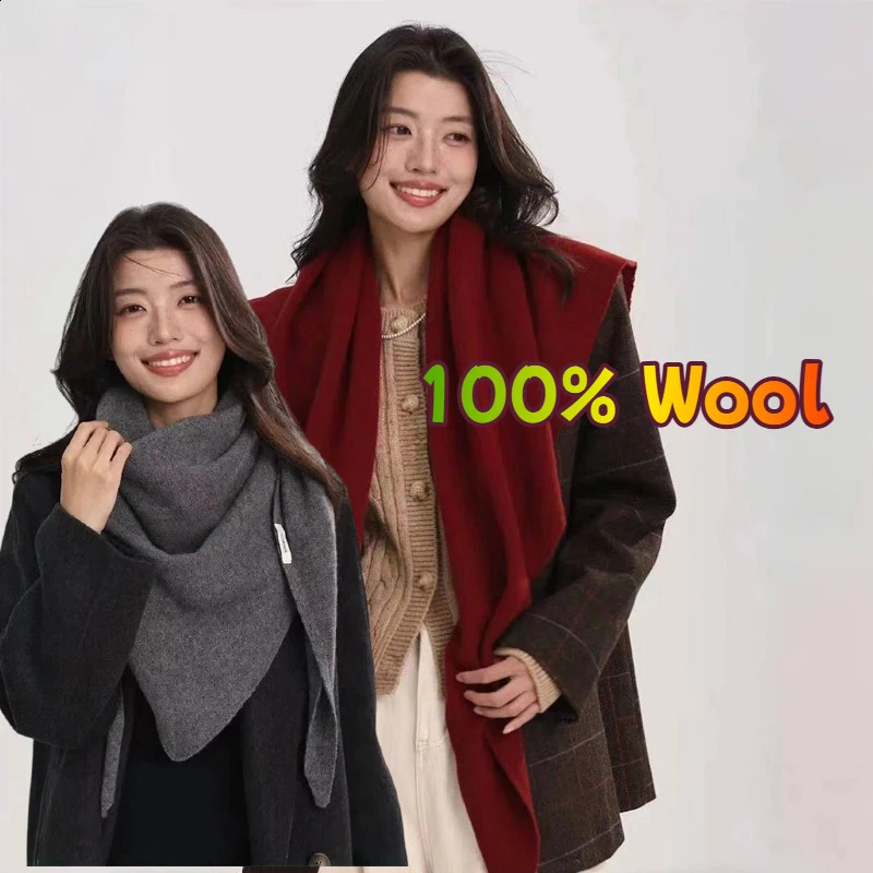Korean 100 Wool Triangle Scarf y Multi Functional Super Comfortable Women Winter Gentle Sweet Muffler Neck Warmer 260910