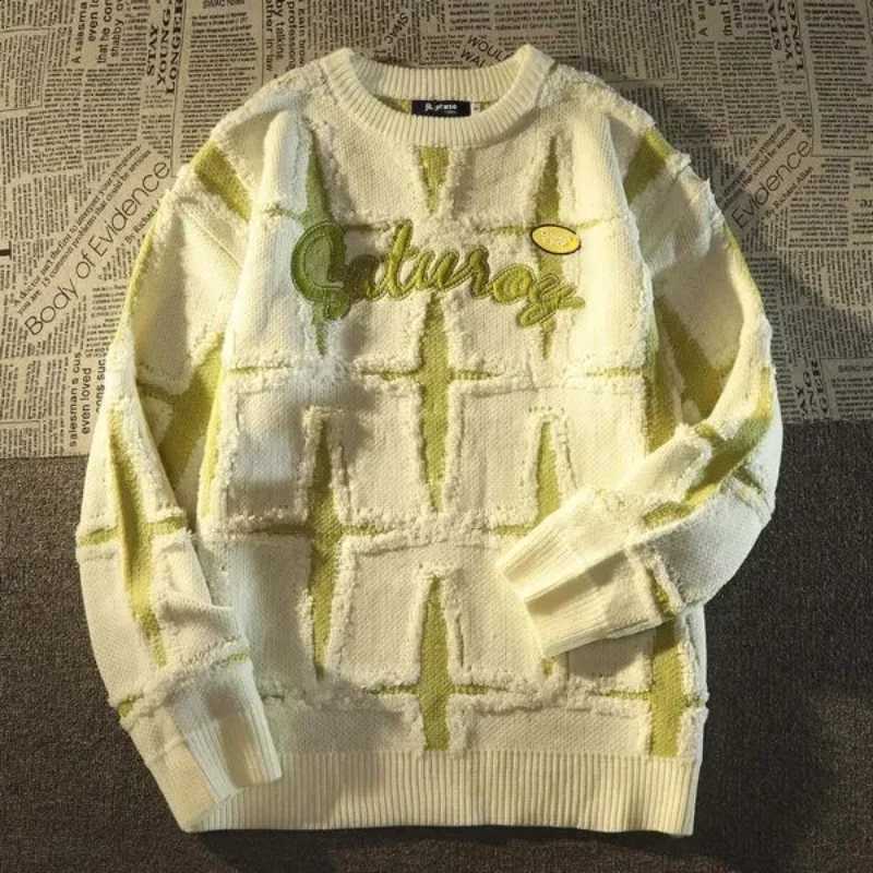 Retro High Street Star American Sweater Men's Spring Autumn Loose Lazy Style Oversize Japanese Knitted Jacket J260916