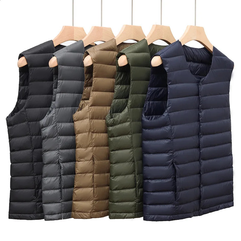 Bang 7XL Plus Size 90 White Down Vest Men Ultra Light Down Vest Portable V-neck Sleeveless Coat Man Winter Warm Liner 260916