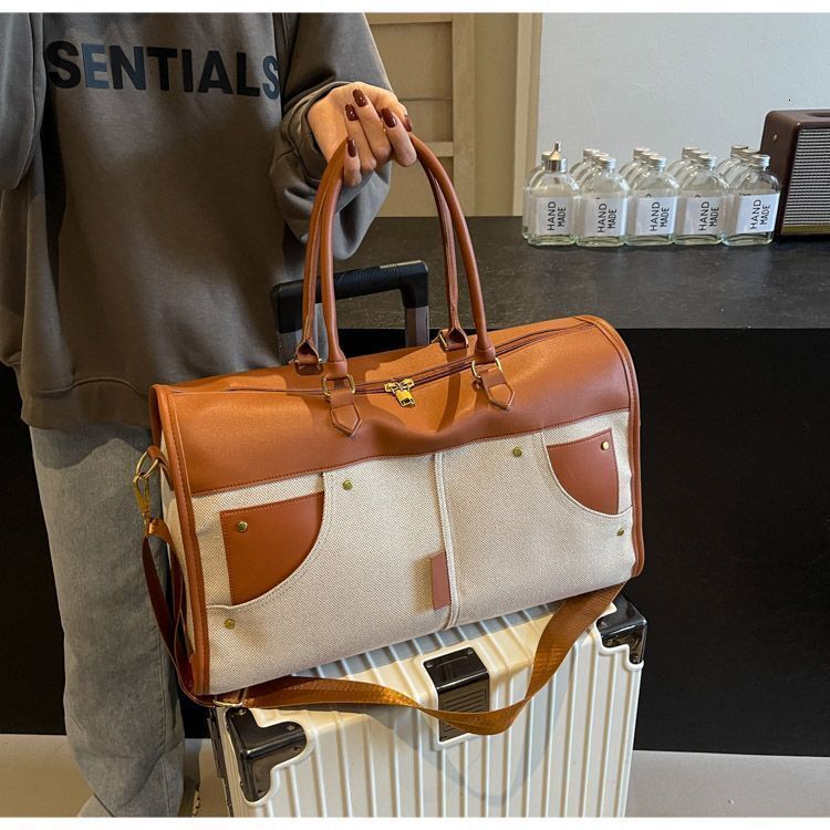 Travel Woven Large Capacity High-End Feel Single Shoulder Business Trip Fitness Storage Korean Style Women's Tote Bag Wholesale 50