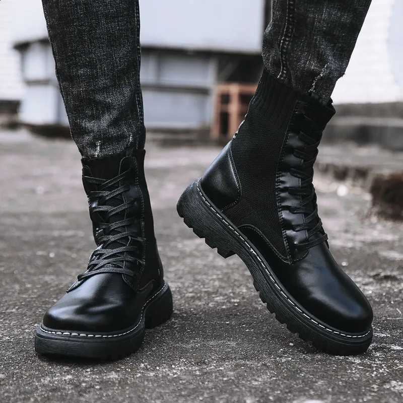 dr outdoor ankle boots for man black designer shoes man boots leather work shoes platform botas casuales D2609171