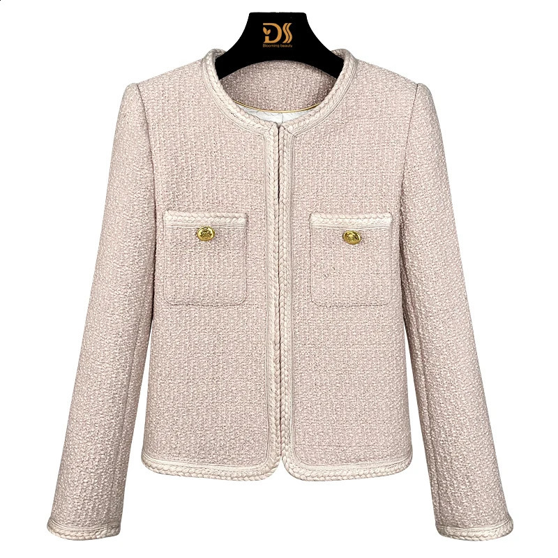 fashionable and elegant pink agereducing socialite highend temperament n round neck small fragrance jacket 260917