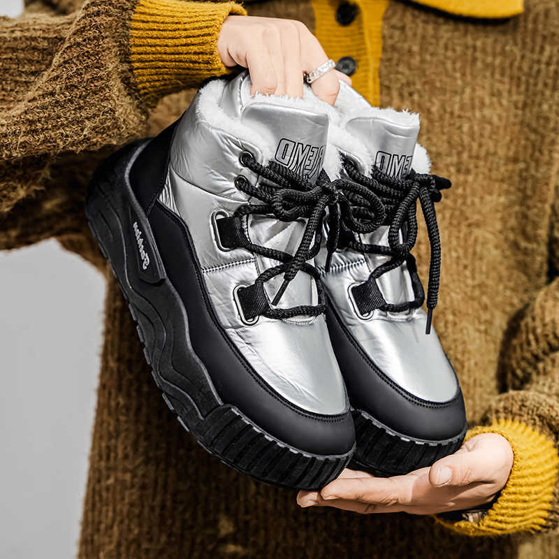 2025 New Thick Soled Casual Sports Versatile Winter High Top with Plush Warm Casual Cotton Shoes Men's Shoes Snow Boots D260917