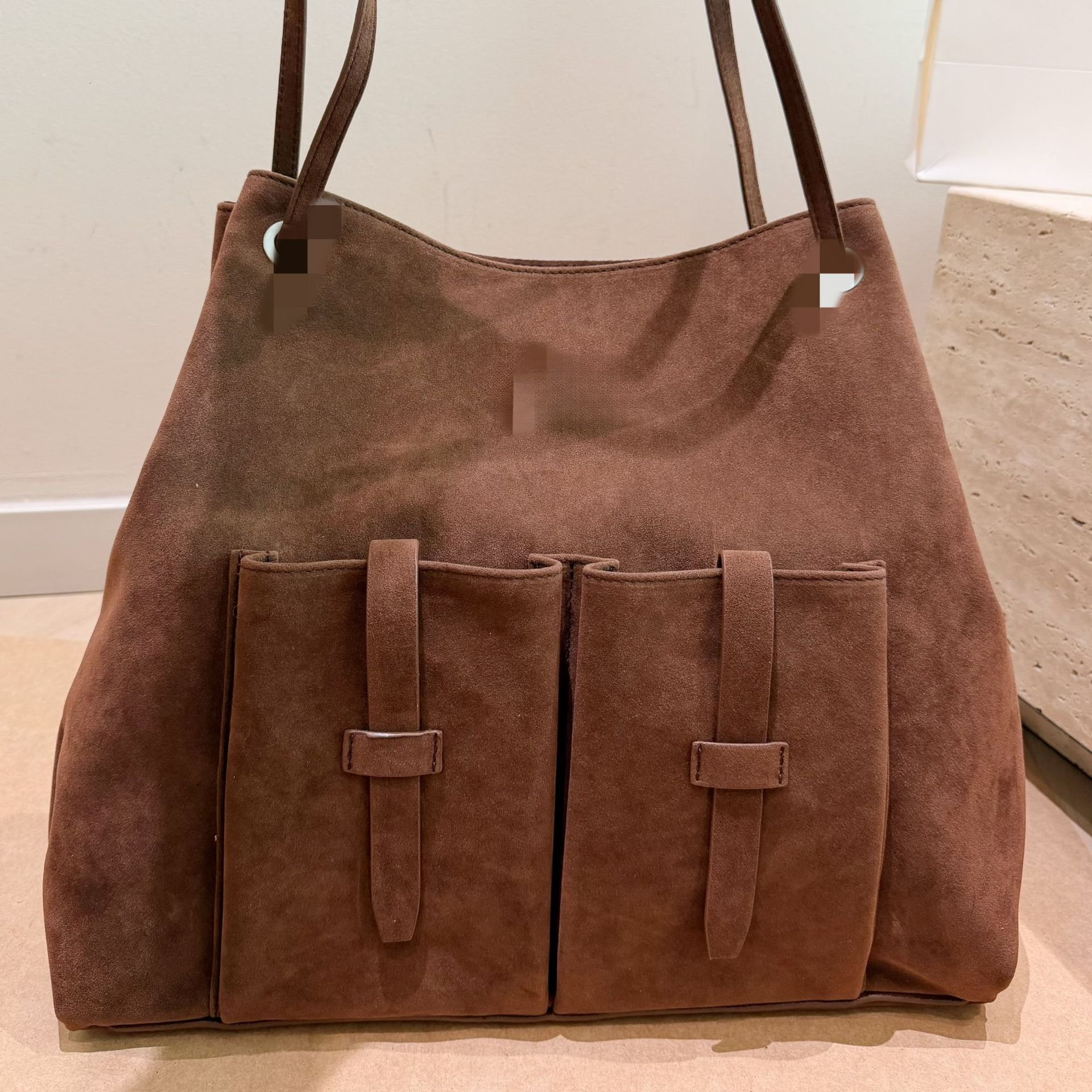 P designer bag new suede multi pocket backpack for women, large capacity casual shoulder bag, fashionable handbag