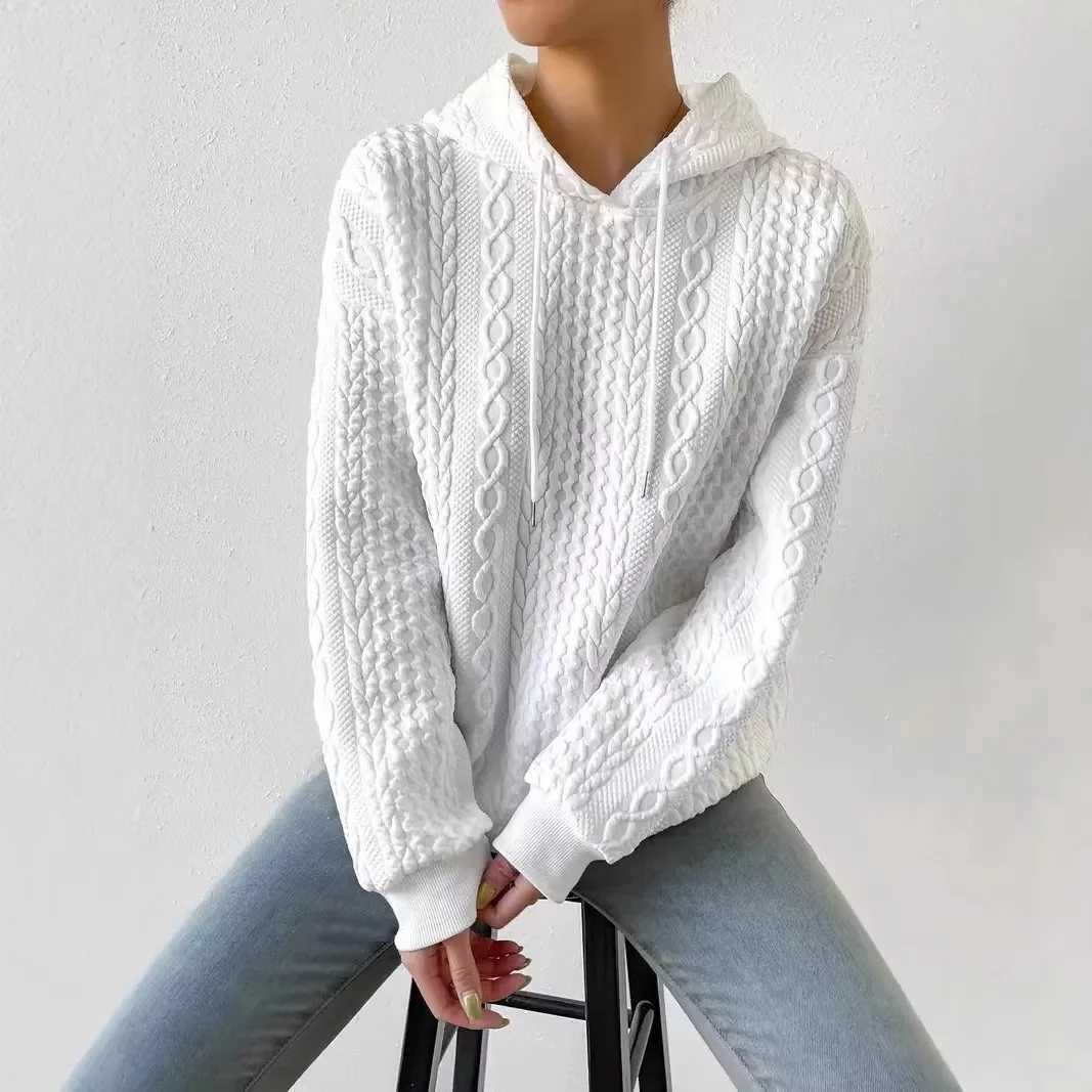 Loose Knitted Long Slve Hoodie Casual Style Women's Top Comfortable Breathable Polyester Fiber Spring Autumn Fashion Trend S260917SDRA