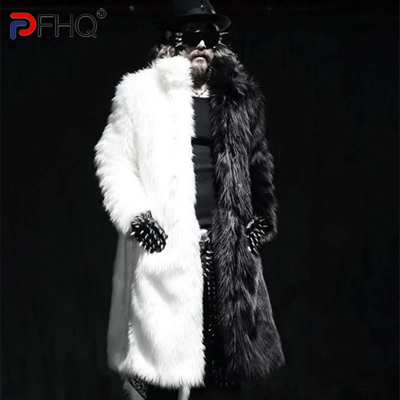 PFHQ Men's Faux Fur Coat Thickened Cotton Warm Darkwear Comfortable Heavy Industry Male Long Length Windbreakers Autumn 21Z2161 260917