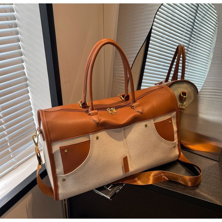 Travel Woven Large Capacity High-End Feel Single Shoulder Business Trip Fitness Storage Korean Style Women's Tote Bag Wholesale 49