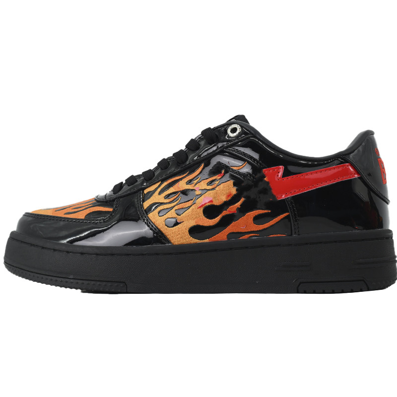 Sta A BATHING Casuel Shoe Black and Red Flames KidSuper World Cup Pack Men Women Platform Sneakers Black Patent White Pastel Pink Red Yellow Mens Tr