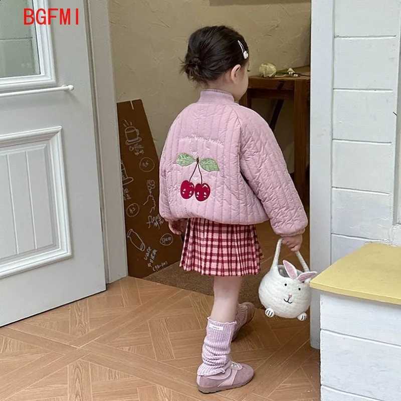 Love Korean Beige 1-7Y Girl's Embroidered Cotton Coat Winter Clothes New Pink Children's Casual Loose and Thick Velvet Warm Coat J260917