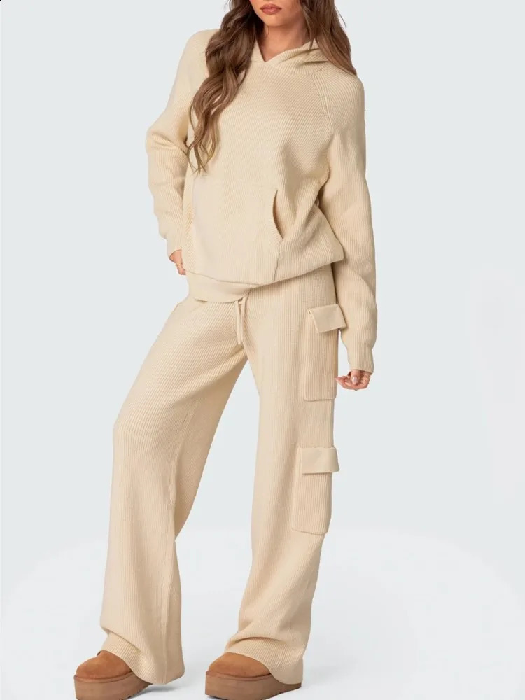 MsChuh Autumn Woman 2 Piece Set Outfit Solid Color Pullover Long Pants Two Outfits Casual Fashion Temperament Comfortable 260917