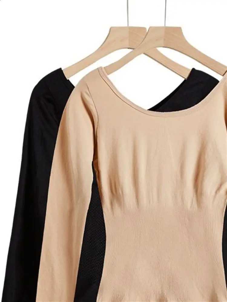 Women's Slimming Thermal Underwear Long Sleeve Thin Top Inner Wear Red Shape Enhancing Warmth Base Layer Shirt Home Clothes H260916