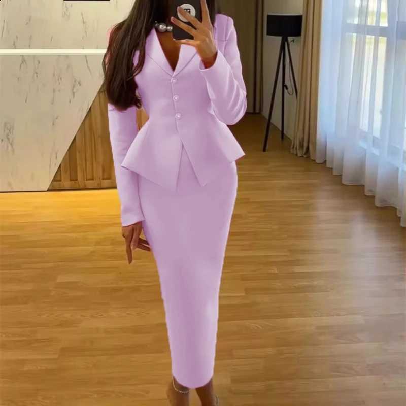 Piece Sets 2 Women Peplum Blazer Pencil Skirt Set with Button Details Perfect for Office Wear Business Meeting and Formal Events C260917