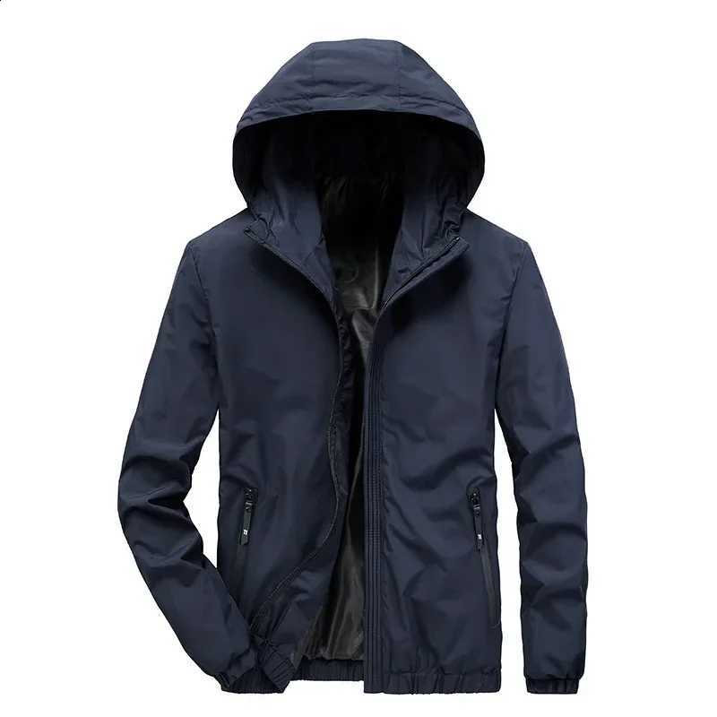 LIBIELIY Spring Men Jacket Trendy Thin Solid Color Hooded Jackets Hip Hop Streetwear Man Casual Coats Sports Autumn Black Windbr C260917