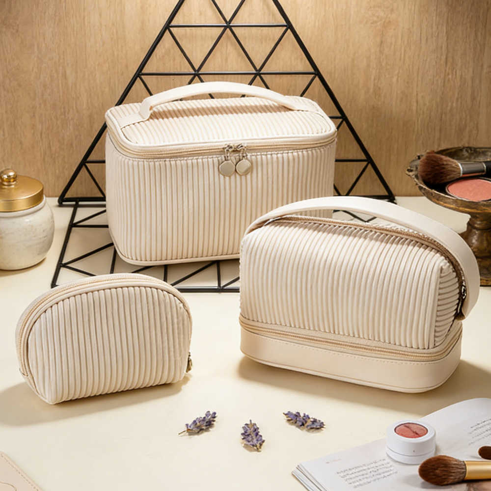 Makeup New 3PCS Bag Set for Women Lightweight PU Leather Travel Cosmetic Organizer Fashion Portable Vanity Pouch KitT260917