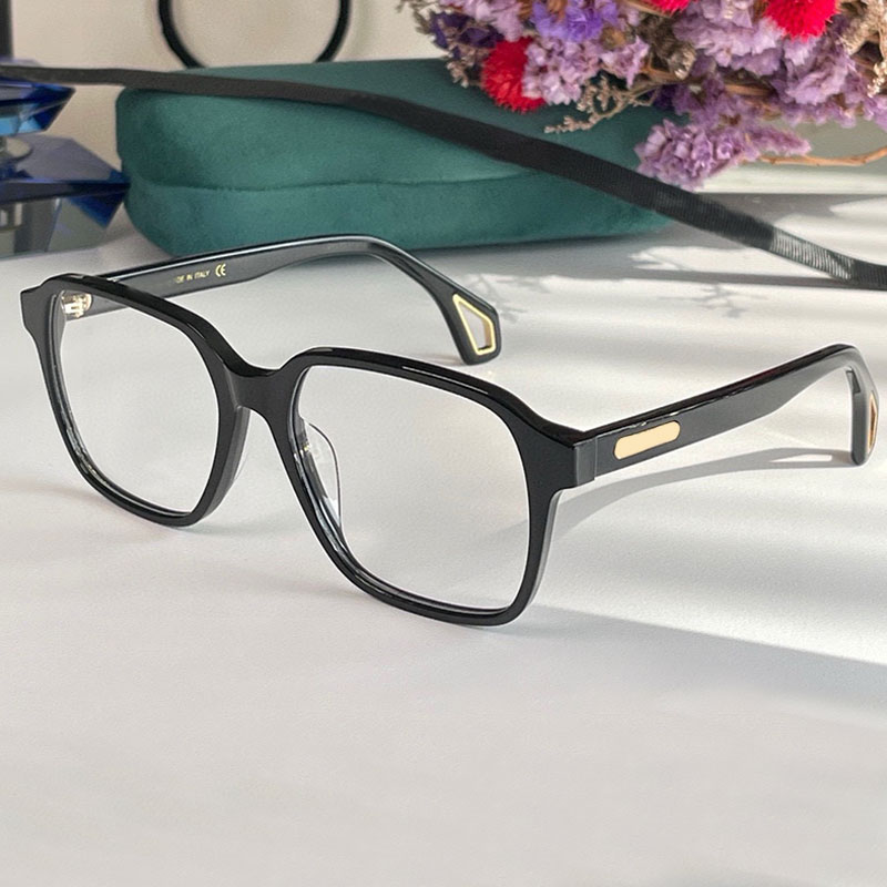 Designer Rectangular Sunglasses Optical Transparent Mirror Black Sheet Frame Personalized Design End Legs with Brand Gold Metal Logo Side Strap 0469