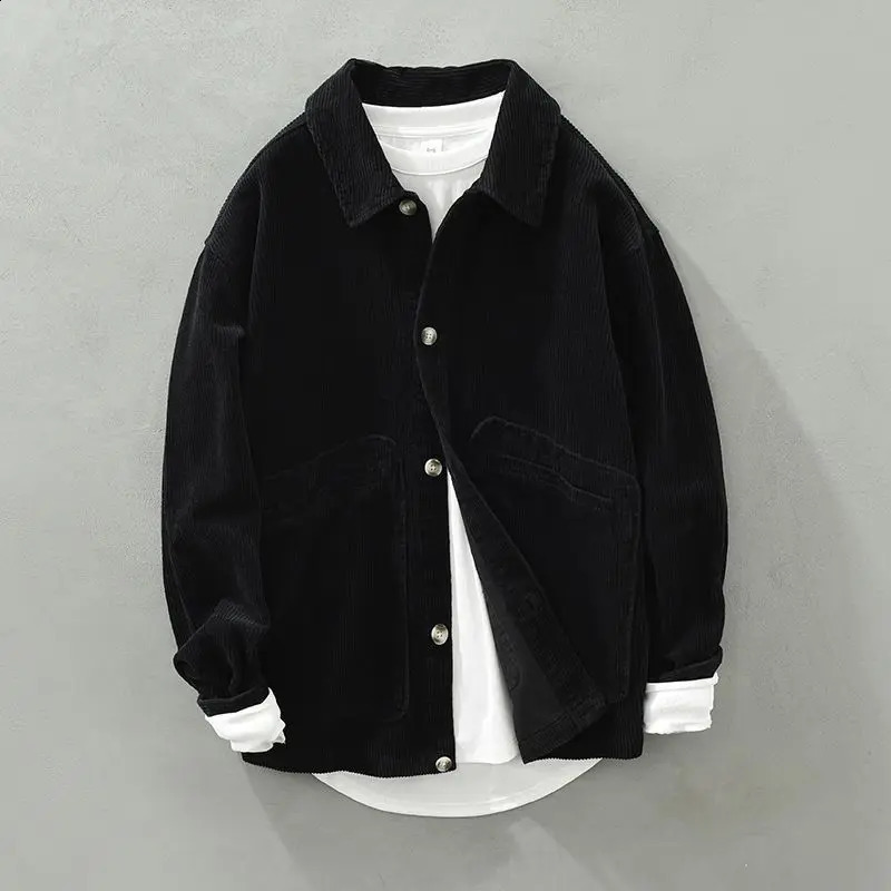 Japanese Corduroy Longsleeved Shirt Men's Korean Version 2025 Thick Loose Literary Versatile Casual Jacket Aesthetic Chic 260917
