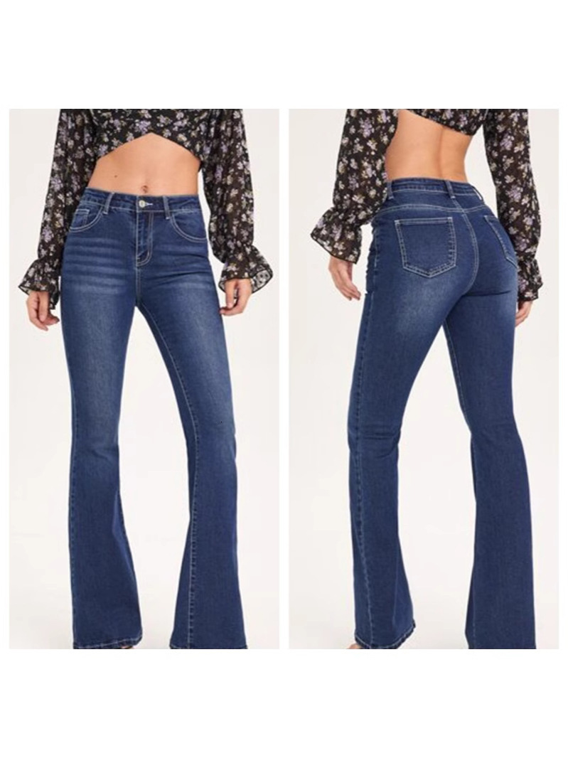 2025 Best-Seller: Women's Blue Flared Jeans, Versatile Slim-Fit Long Horseshoe Denim Pants for Women 72