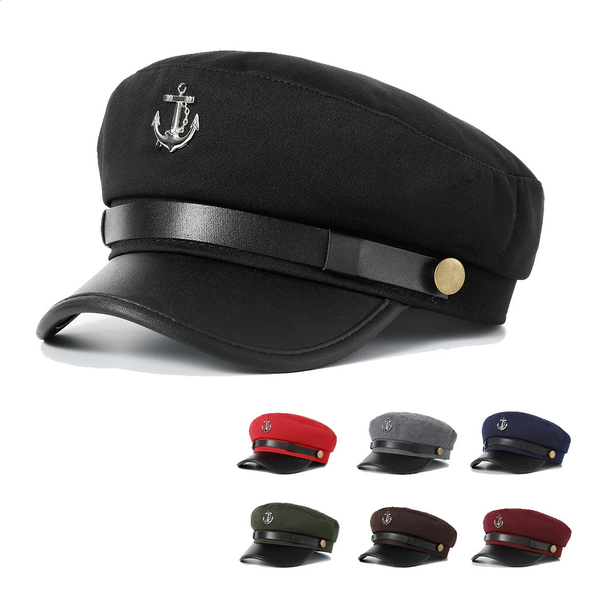 Military Hat Army Peaked Navy Cap British Style Beret Versatile Anchor Decoration Fashion Character Outfit Sailor 8M222 260916