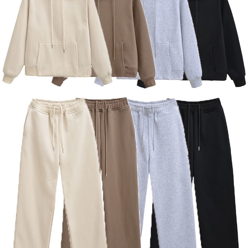HH Women Casual Solid Hoodies Pants Sets Long Sleeve Pullover Sweatshirts Coat Drawstring Wide Leg Trousers Office Lady Suits 260916