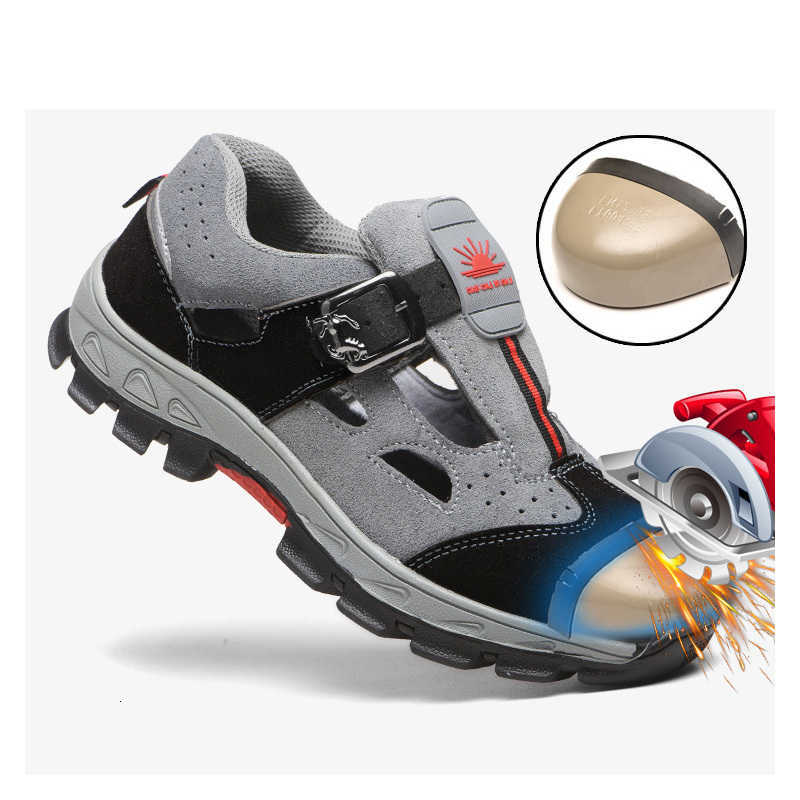 fashion breathable steel toe mens caps work safety shoes cow suede leather worker summer boots security shoe protective footwear D260917
