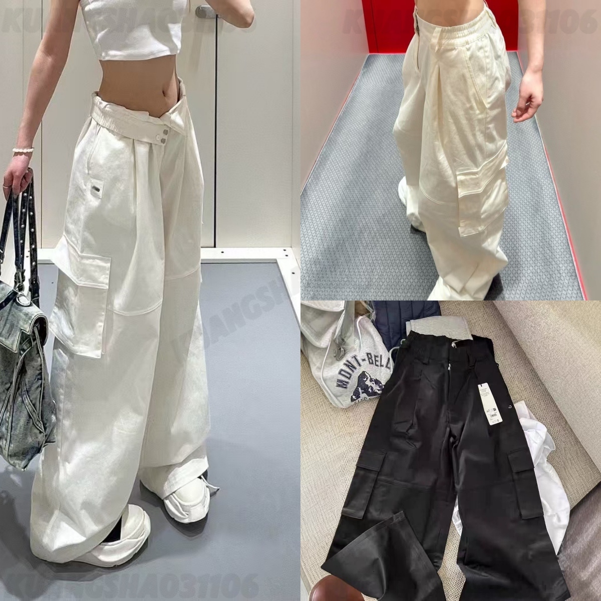 Designer Women's Yoga Cargo Pants Fitness Long Pants Pocket Cargo Pants Reflective Lettering Straight Leg Loose Wide Leg High Waist Casual Vers