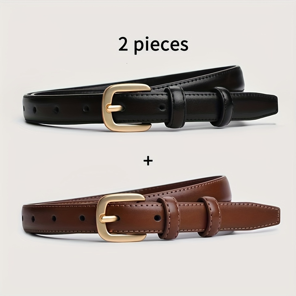2-pack Casual Fashion with Simple and High-end Feel, Needle Buckle Double Loop Belt Suitable for Daily Wear D2-ND222 W260917