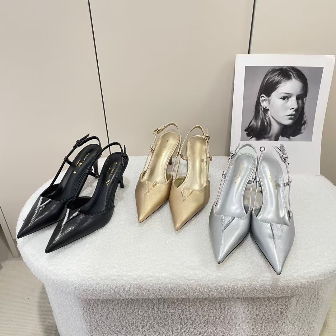 Y designer s new pointed letter metal rhinestone high heeled shoes with thin heels and shallow mouth flat sandals for women in sizes