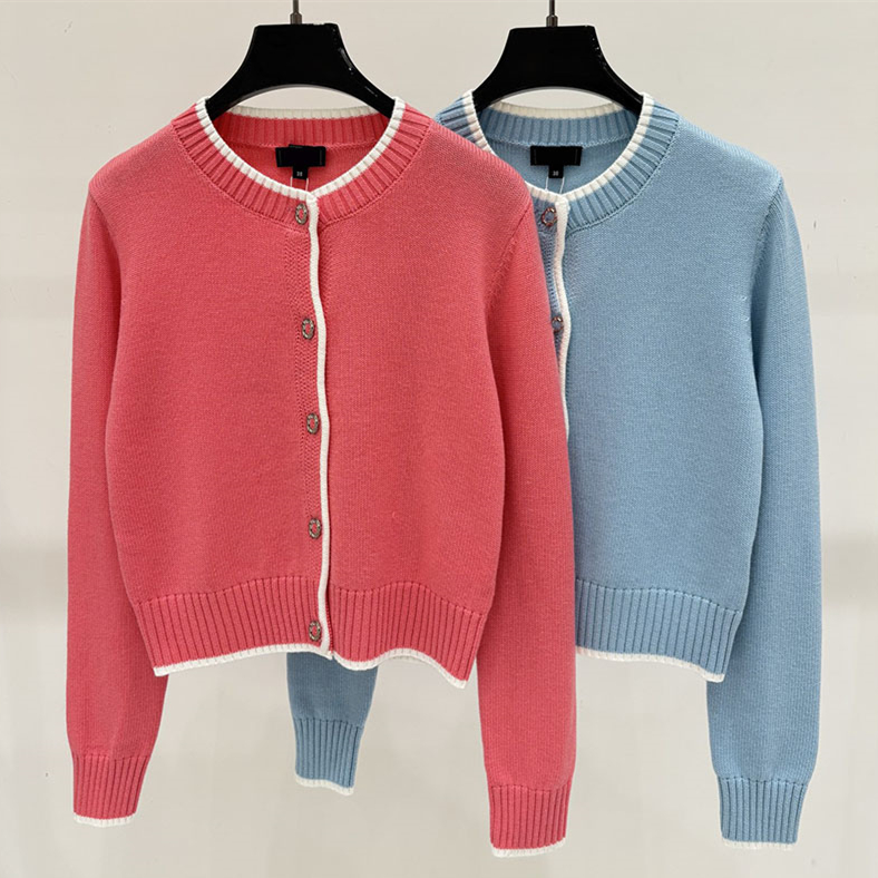 Y2K Style Women Colorful Knit Cardigan Designer Round Neck Long Sleeve Cropped Button Sweater Autumn Party Club Chic Knit Top