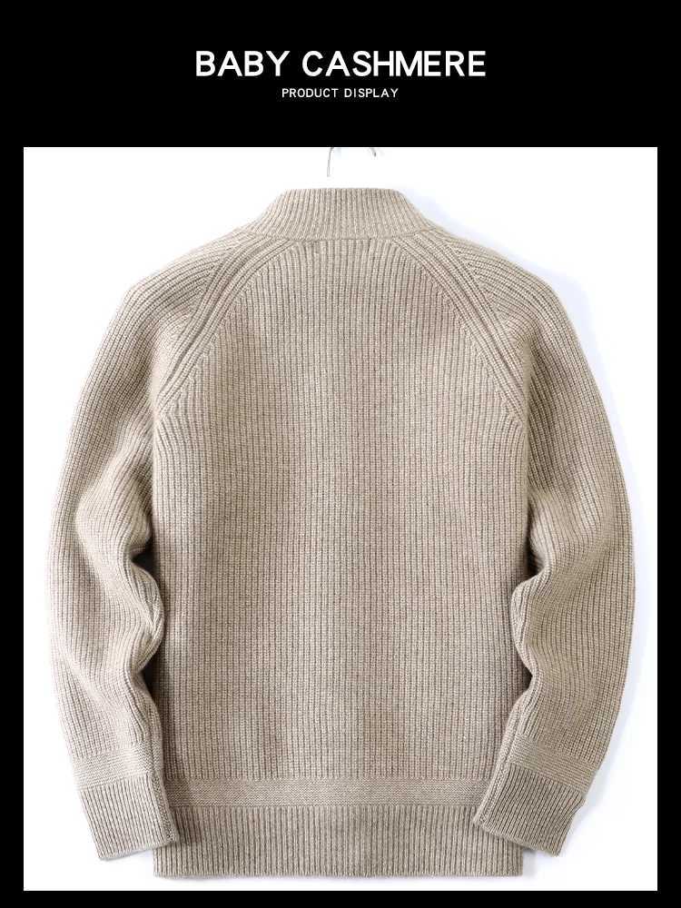 Sweater Cashmere 100% for Pure Men's Cardigan Half Turtleneck Knitted Jacket for Winter High-End Business Thickened Sweater J260916