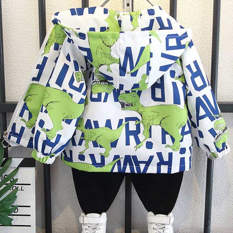 3 4 2 5 6 8 10 12 Years Boys Jacket Spring Autumn Cartoon Dinosaur Pattern Leisure Hooded Coat For Children Outerwear ClothingT260916