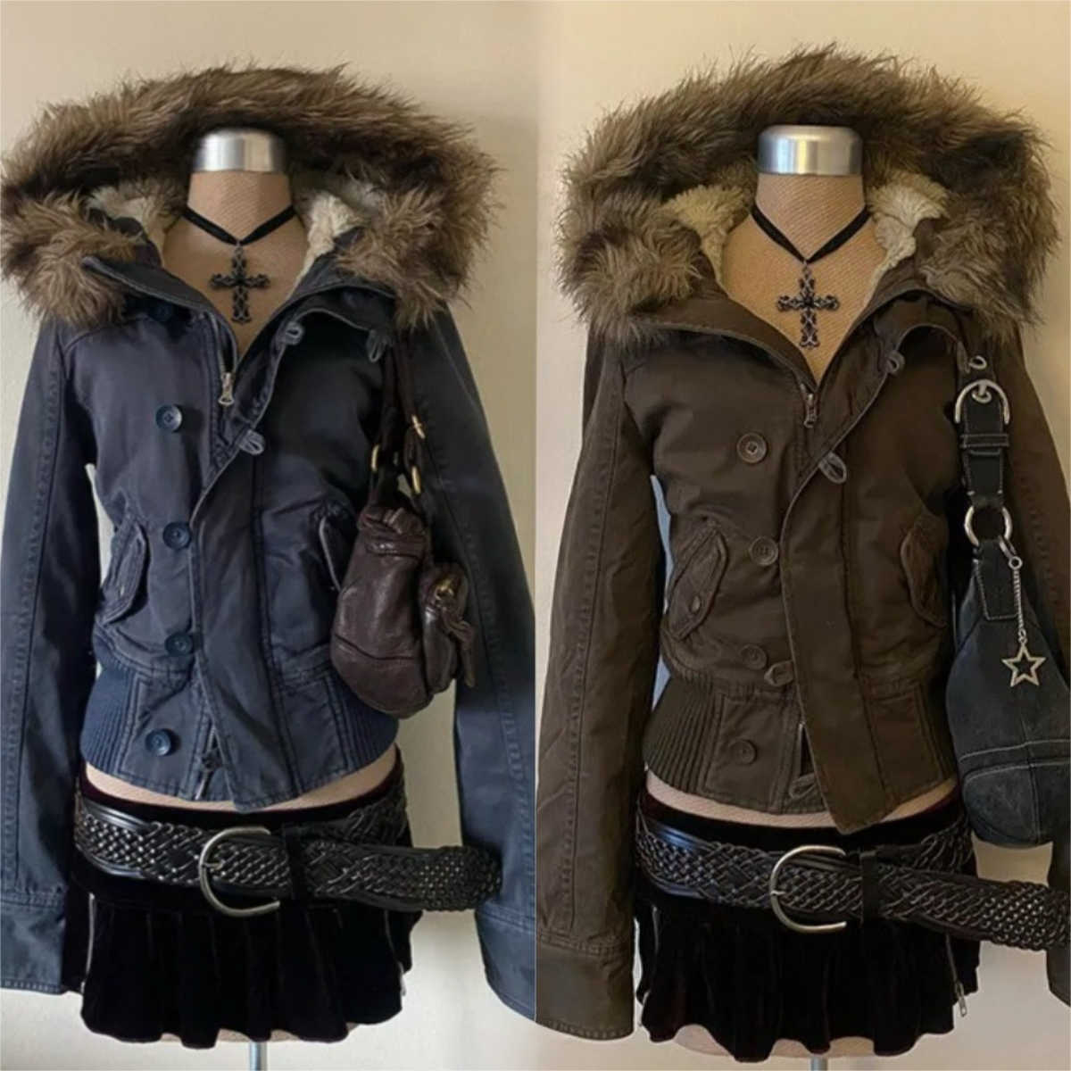 Spring Punk American Vintage 2026 Slim Safari Jackets Hooded Women Casual Coats Retro Gothic Button Warm Tops Elegant Hooded H260917