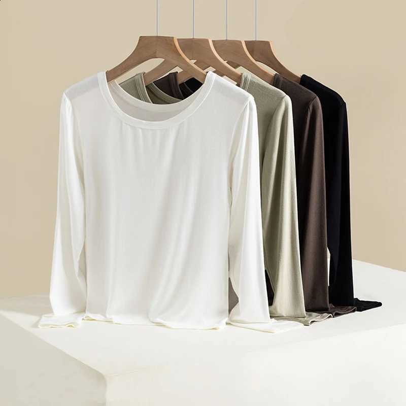 1pcs Plain T Shirt Womens Elastic Basic T-shirts Females Casual Slimming Tops Long Sleeve Sexy Thin T-Shirt Lady Warm Underwears H260916