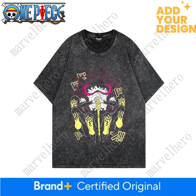 One Piece Nico Robin Short Sleeve T-Shirt for Men and Women, Vintage Washed, Distressed, Japanese Anime, Loose Fit, Versatile
