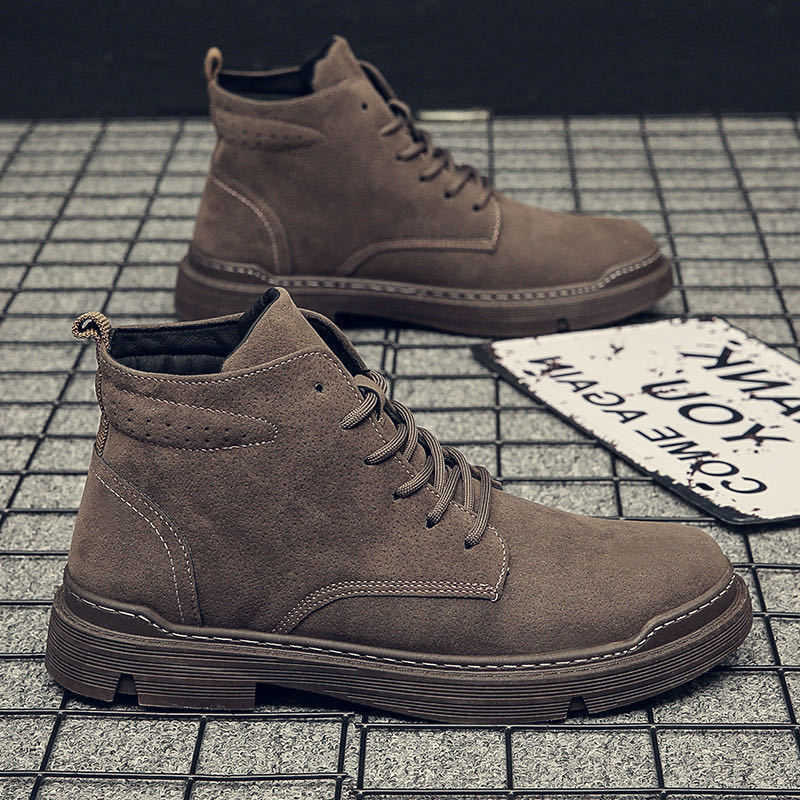 Boots Autumn Men's new warm mid top casual workwear boots fashion comfort breathable men shoe Light trendy male boot Botas D260917