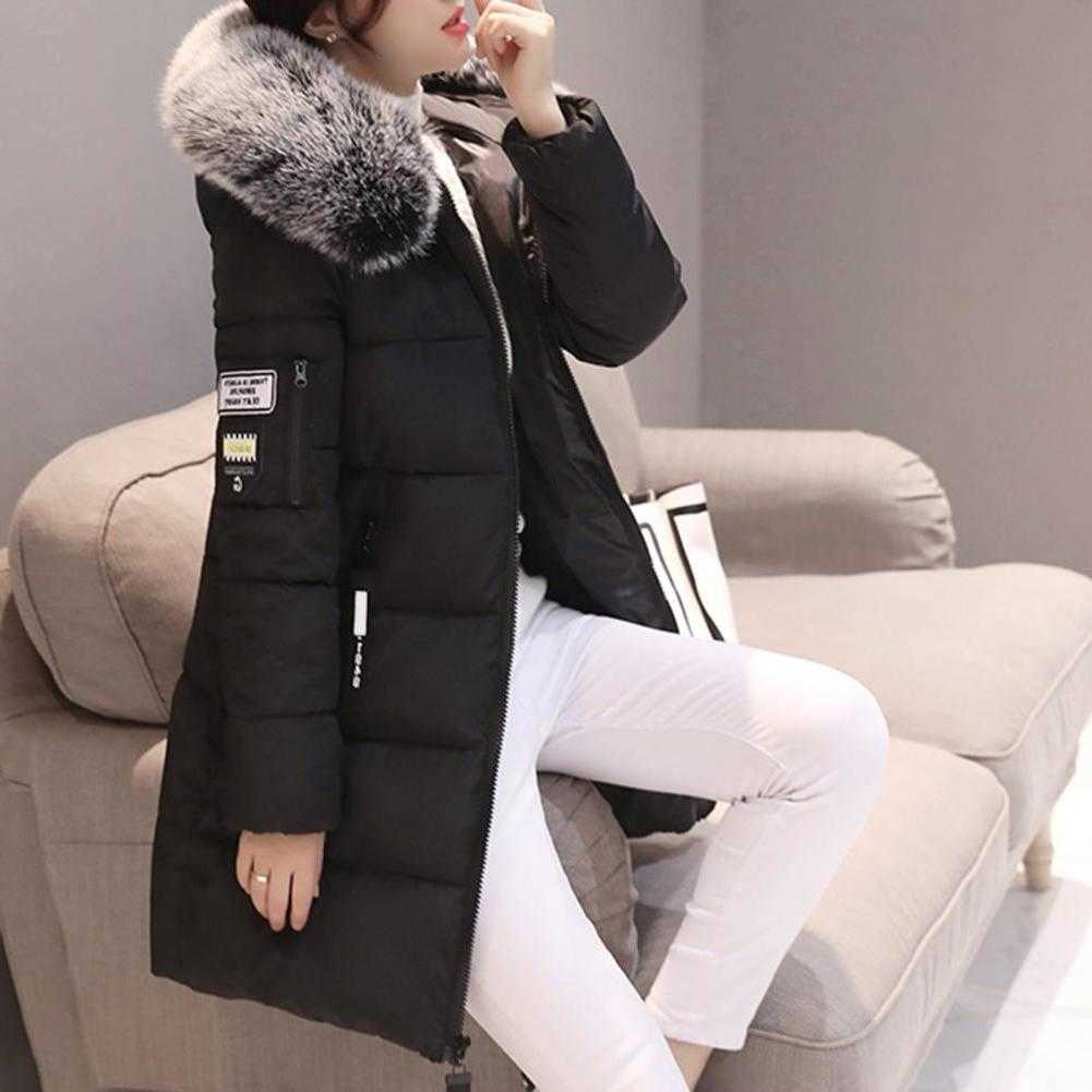 Coat 2024 New Women's Winter Jacket Fur Neckline Long Basic Coats Thick Jackets Cotton Padded Outerwear Parkas Female Clothes H260917