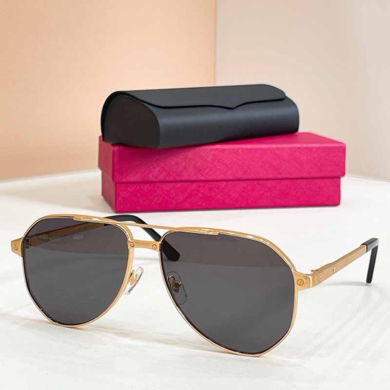 Designer Sunglasses Men Women Oversized Navigator Sunglasses CT0416S Metal Double Brow Frame Screw Embellished Mirror Legs Dark Grey Lens UV400 Shad