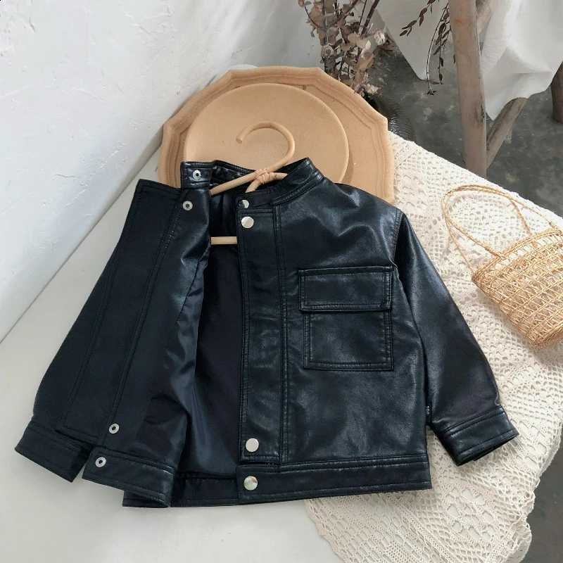 Jacket Boys' Leather 2025 Spring and Autumn Coat Children's Jacket Medium and Small Children's Solid Color Short TopT260916