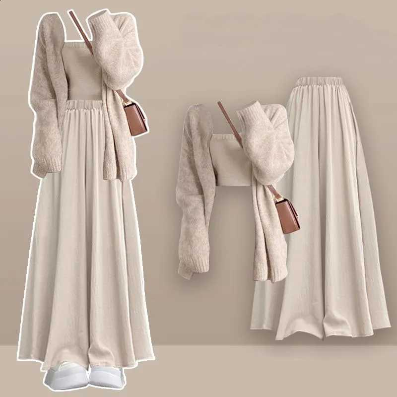 and Lazy Style Sweater Gentle Jacket with Camisole Inside and Casual Pants Set for Women Autumn and Winter Set Three New 202W260915