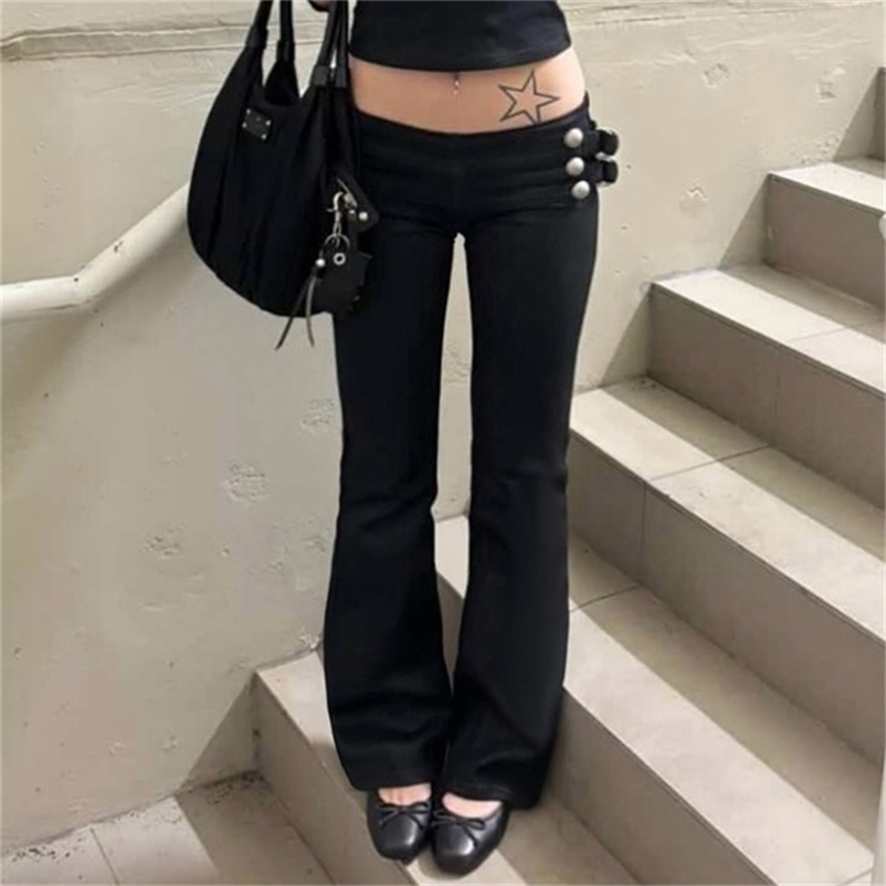 American Vintage Low Waist Y2k Aesthetic High Street Spice Women Slim Fashion Trousers Punk Casual Pant 260915