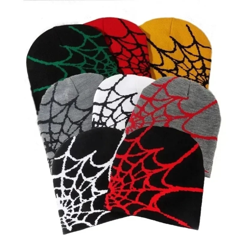 2024 Knitted Beanies Hat Cartoon Spider Embroidered Winter Hats Knitted Bonnet Cap Soft Woolen Beanies for Women Cap Men260915ww